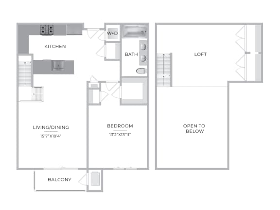 Floor Plan  One Bedroom with Loft