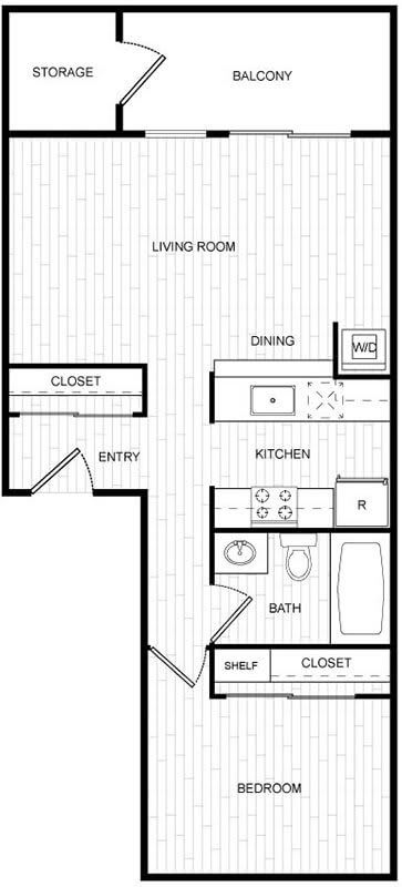 Floor Plan 1 Bed 1 Bath  11A