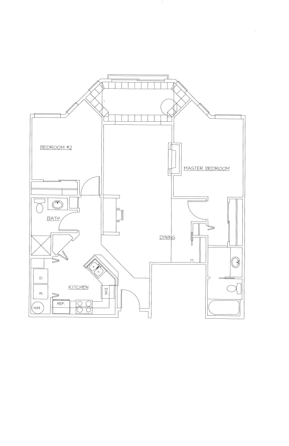 Unit J (2 Bed, 1 Bath)