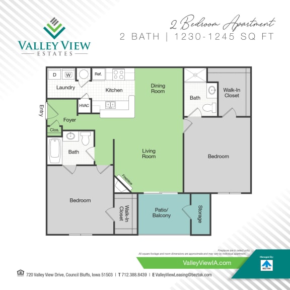 2 Bedroom 2 Bath 1245sqft at Valley View Estates, Iowa
