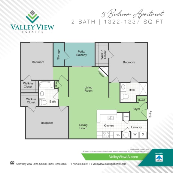 3 Bedroom 2 Bath 1337sqft at Valley View Estates, Iowa