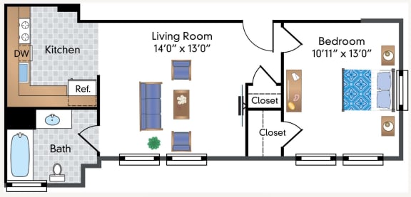  Floor Plan 1 bedroom