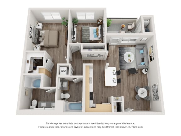 2 Bedroom 2 Bathroom Floor Plan at 1724 Highland, California