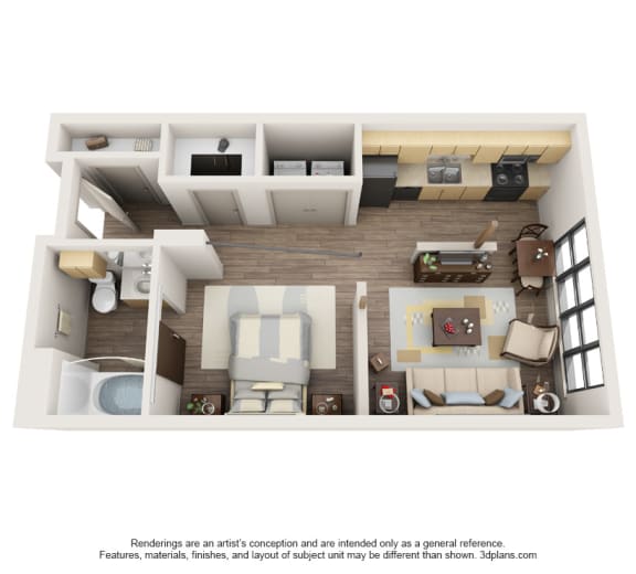 E1 floor plan in fort worth apartments