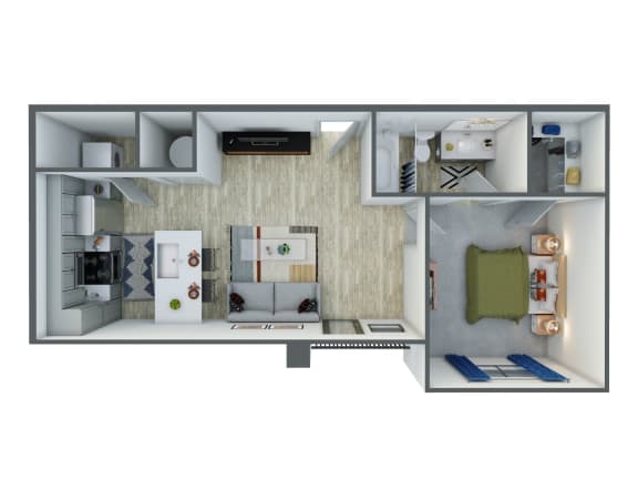 one bedroom one bathroom floor plan options  in our luxury apartments in midland