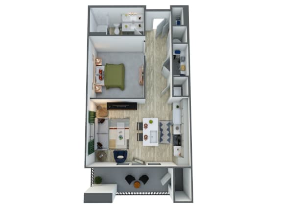 one bedroom one bathroom floor plan options  in our luxury apartments in midland