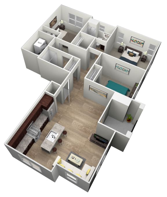 Floor Plan  3 bedroom 2 bathroom Floor plan at Brownstone Apartments, Nevada