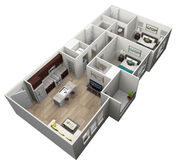 2 bedroom 2 bathroom Floor plan B at Brownstone Apartments, Nevada, 89131