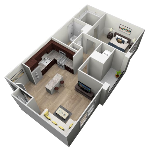 1 bedroom 1 bathroom floor plan at Brownstone Apartments, Las Vegas, Nevada
