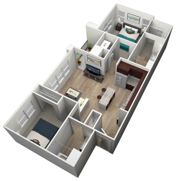 2 bedroom 2 bathroom Floor plan G 2 bedroom 2 bathroom Floor plan G at Brownstone Apartments, Las Vegas, Nevada