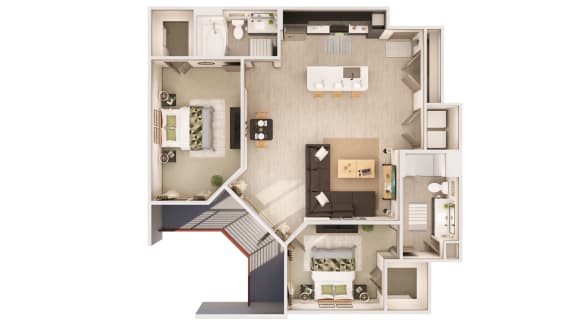 2 bedroom 2 bathroom The Grant B4 Floor Plan 2 bedroom 2 bathroom The Grant B4 Floor Plan at The Rey Downtown, Phoenix, AZ, 85003