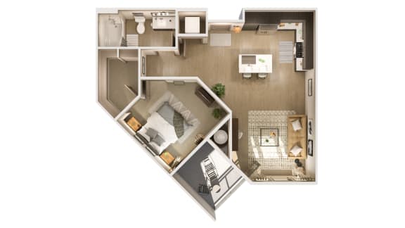 1 bed room 1 bathroomBurgundy A2 Floor Plan at Cuvee Apartments, Arizona, 85305