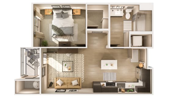 1 bed room 1 bathroomPetit Verdot ST1 Floor Plan at Cuvee Apartments, Glendale