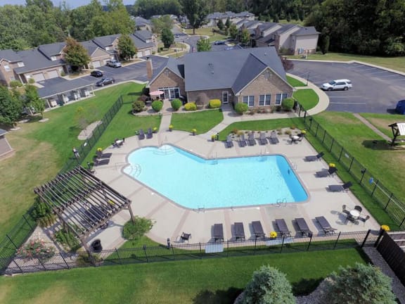 Aerial View Of Pool at Heritage Trail Apartments, Terre Haute