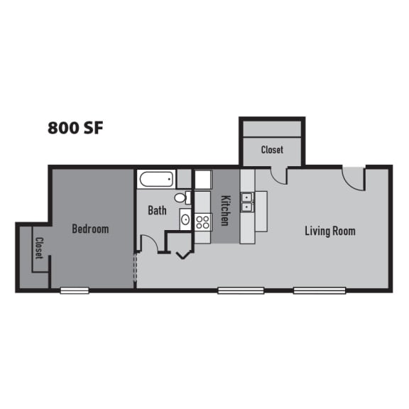 One Bedroom B Floor Plan at Janus Lofts, Indianapolis, Indiana