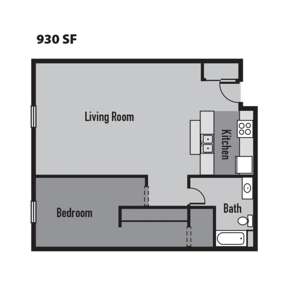 One Bedroom C Floor Plan at Janus Lofts, Indiana, 46225