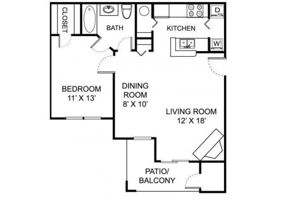 A2 Floor Plan at Residence at White River, Indianapolis, IN