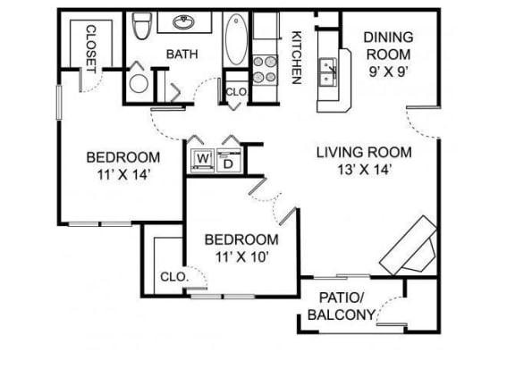 B1 Floor Plan at Residence at White River, Indianapolis, Indiana