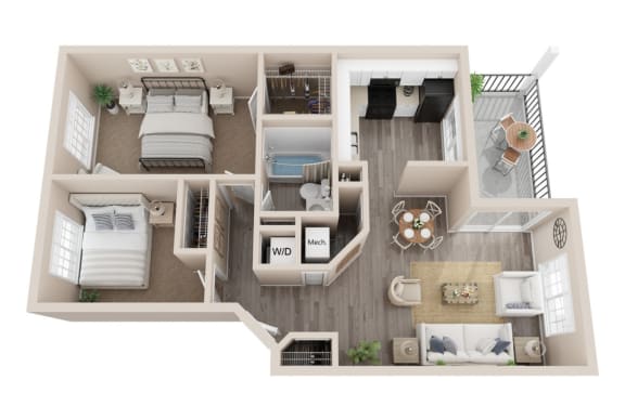 Tamarak floor plan, 850 Sq. Ft. at The Winds at Poplar Creek, 1900 Windsong Drive, IL