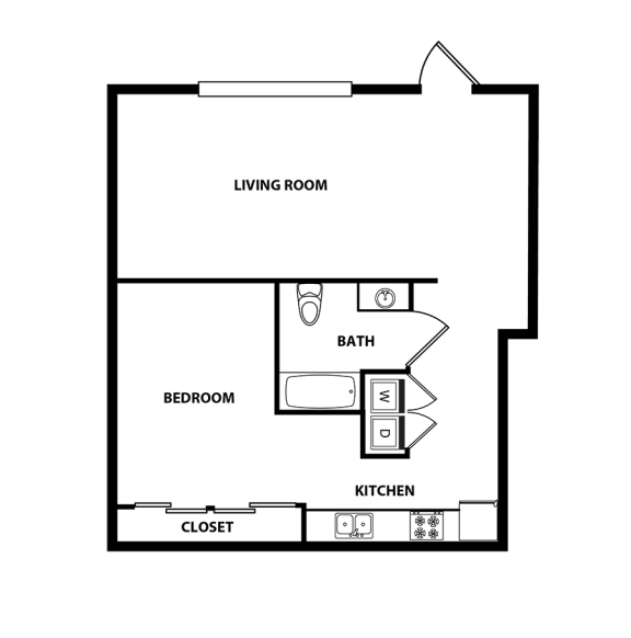 One bedroom with loft