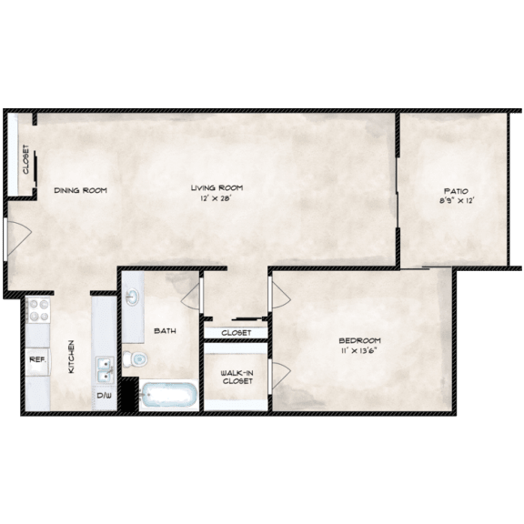 One bedroom floor plan