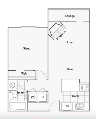 1 Bedroom 1 bath floorplan