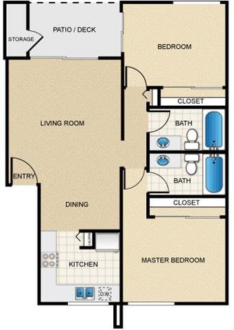 Floor Plan  2 bedroom 2 bath 2D floorplan