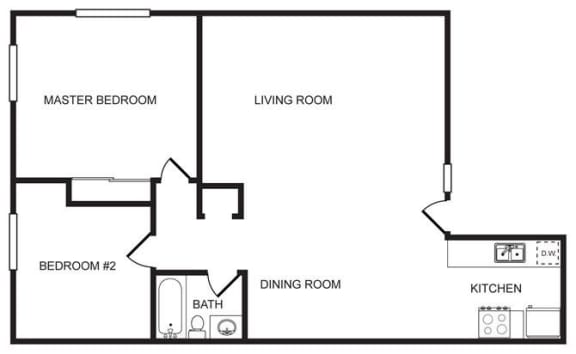 Two bedroom floor plan