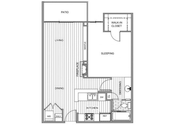 One bedroom floor plan l Apartments for rent in Coronado CA