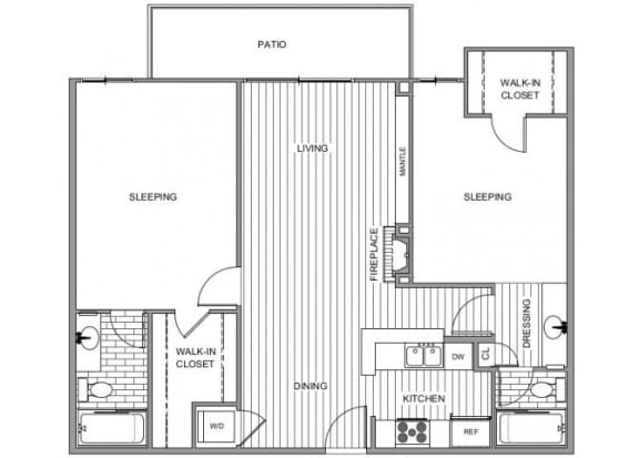 Two bedroom floor plan l Coronado on the Bay Apartments in Coronado CA