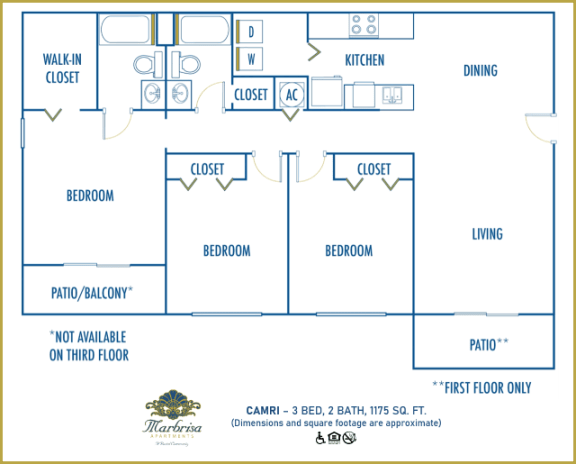 Marbrisa Apartments 3 bedroom 2D floor plan