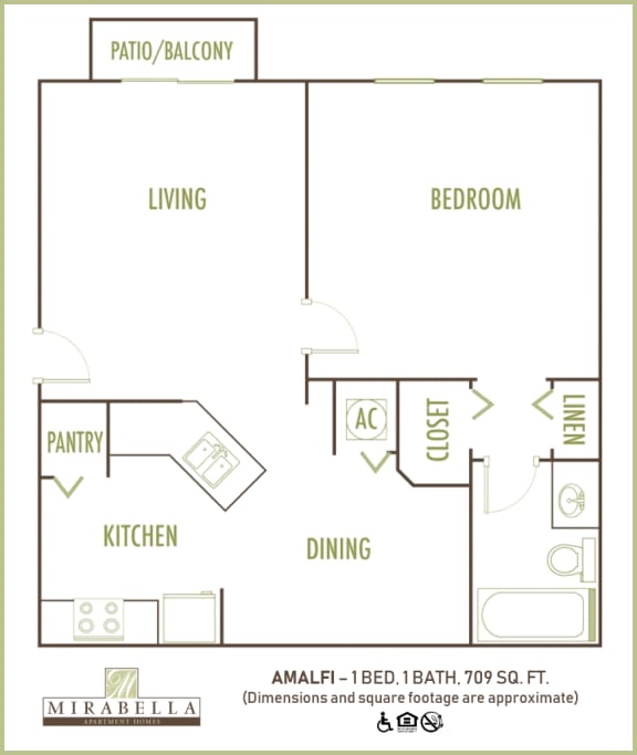 Mirabella Apartments 1 bedroom 2D floor plan