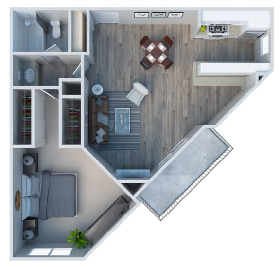 One bedroom floor plan l The Enclave in Paramount CA