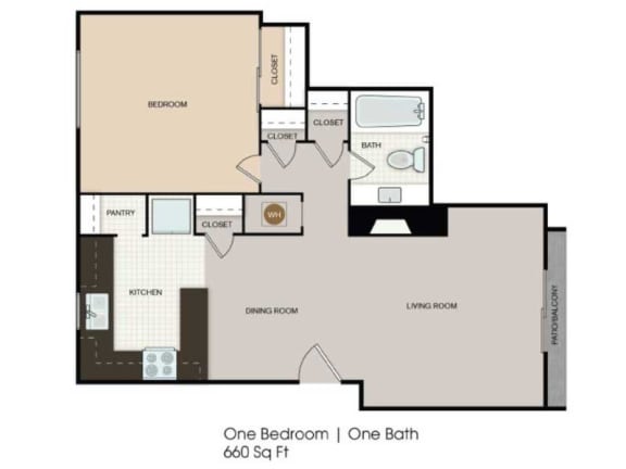 The Eleven Hundred 1 bedroom 2D floor plan