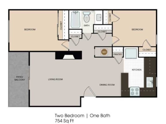 The Eleven Hundred 2 bedroom 2D floor plan