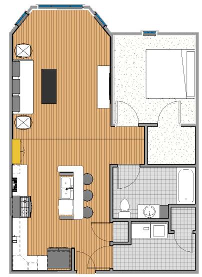  Floor Plan 1 Bed 1 Bath