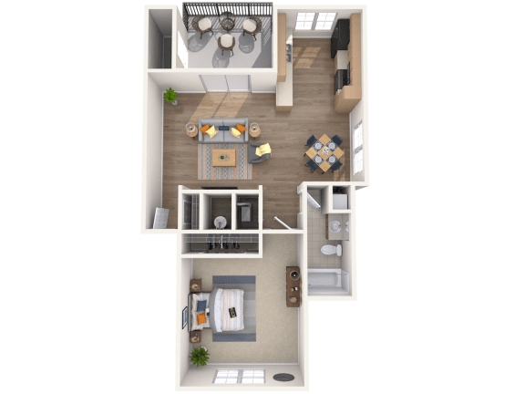 1 Bed, 1 Bath, 657 sq. ft.