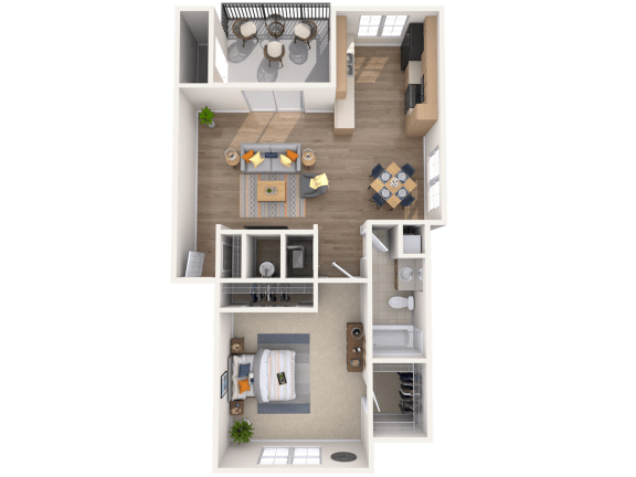 1 Bed, 1 Bath, 678 sq. ft.