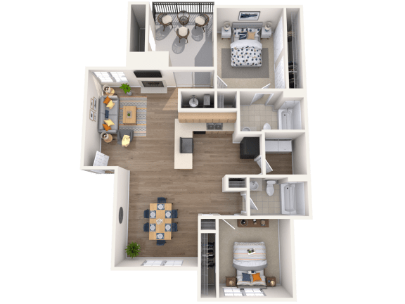 2 Bed, 2 Bath, 1014 sq. ft.