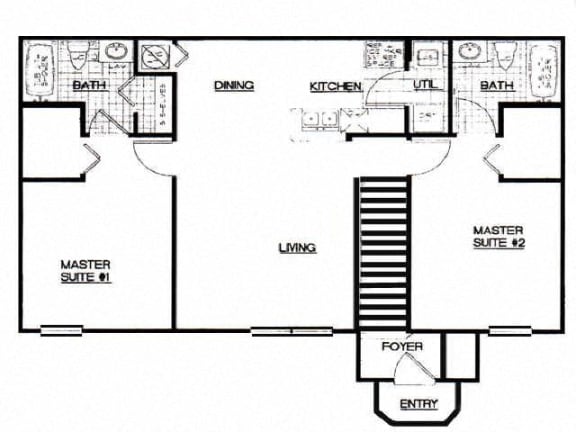 2 Bed, 2 Bath, 1000 sq. ft. 2 Bedroom Thoroughbred floor plan