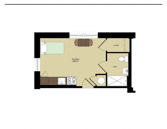 Studio |348 sq ft Studio floorplan