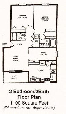 2 Bed - 2 Bath |1100 sq ft