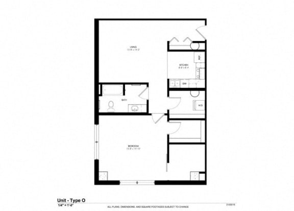 One Bedroom Lofts Floor Plan at Cosmopolitan Apartments, Saint Paul, MN, 55101