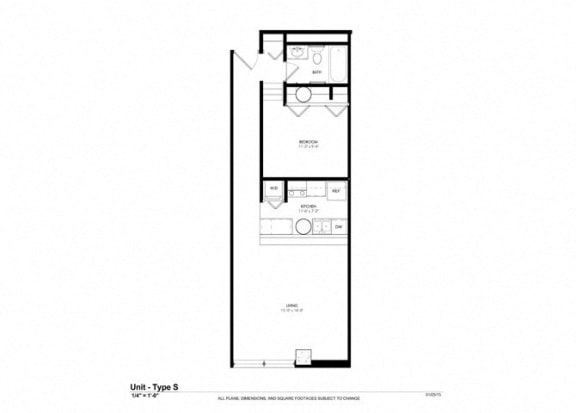 1 Bedroom Platform Floor Plan at Cosmopolitan Apartments, Saint Paul, MN, 55101