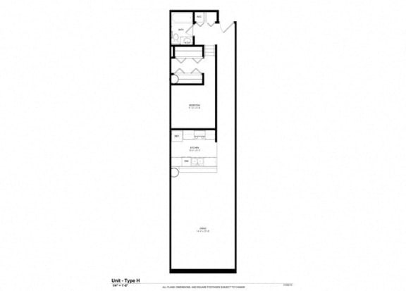 1 Bedroom 1 Bath Platform Floor Plan at Cosmopolitan Apartments, Saint Paul, 55101