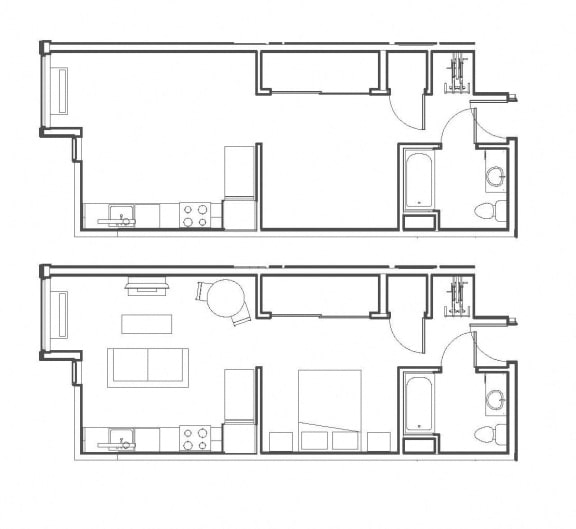 Studio 528 sq ft floorplan