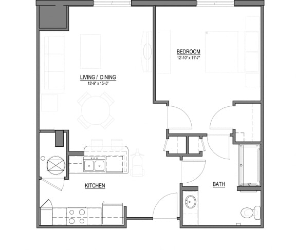 Floor Plan  A1-H 1 Bed - 1 Bath |779 sq ft floorplan