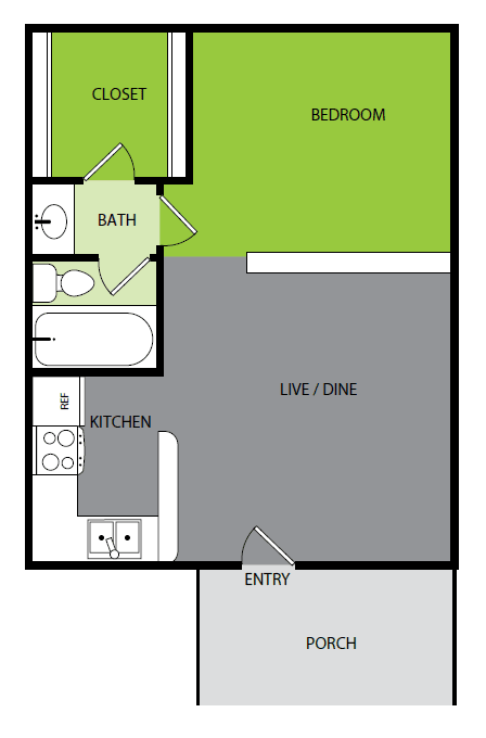 1 bedroom 1 bathroom A Floor plan 1 bedroom 1 bathroom A Floor plan at Bend at Oak Forest, Houston, TX