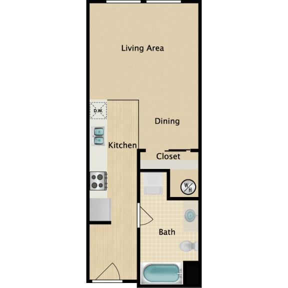 Floor Plan  Plan A, Studio, 1 ba, 420 sq. ft.