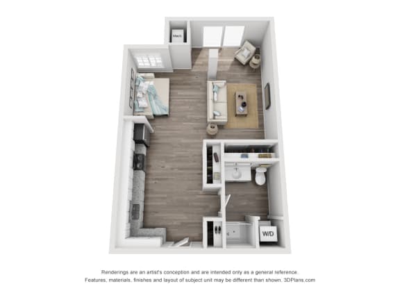 Studio |606 sq ft Convertible Flats | S5 floor plan